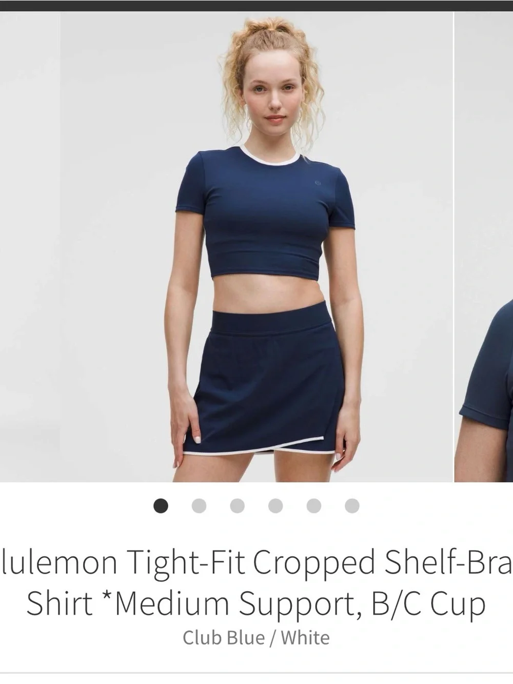 lululemon athletica XL bra tee Navy Short Sleeve Crewneck Top with Contrast Trim